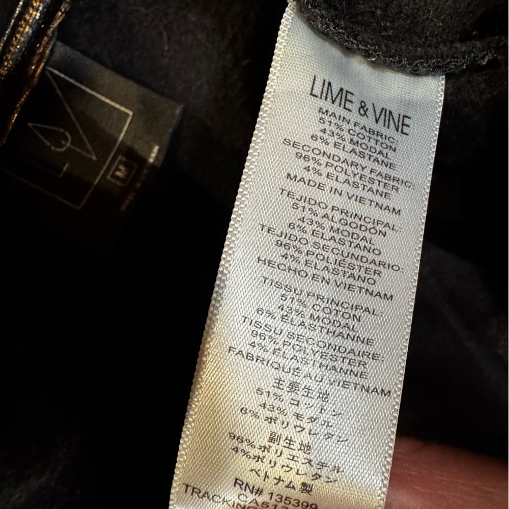 Lime & Vine Black sweat pants copper zipper elastic tie waist street wear Medium - Picture 8 of 10